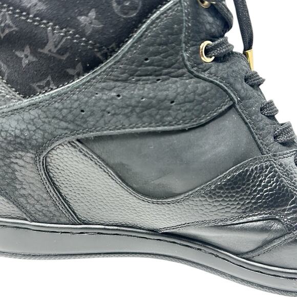 Louis Vuitton Cliff Women's Sneakers High Top Leather Suede Monogram Black Sz 39 - Picture 11 of 15